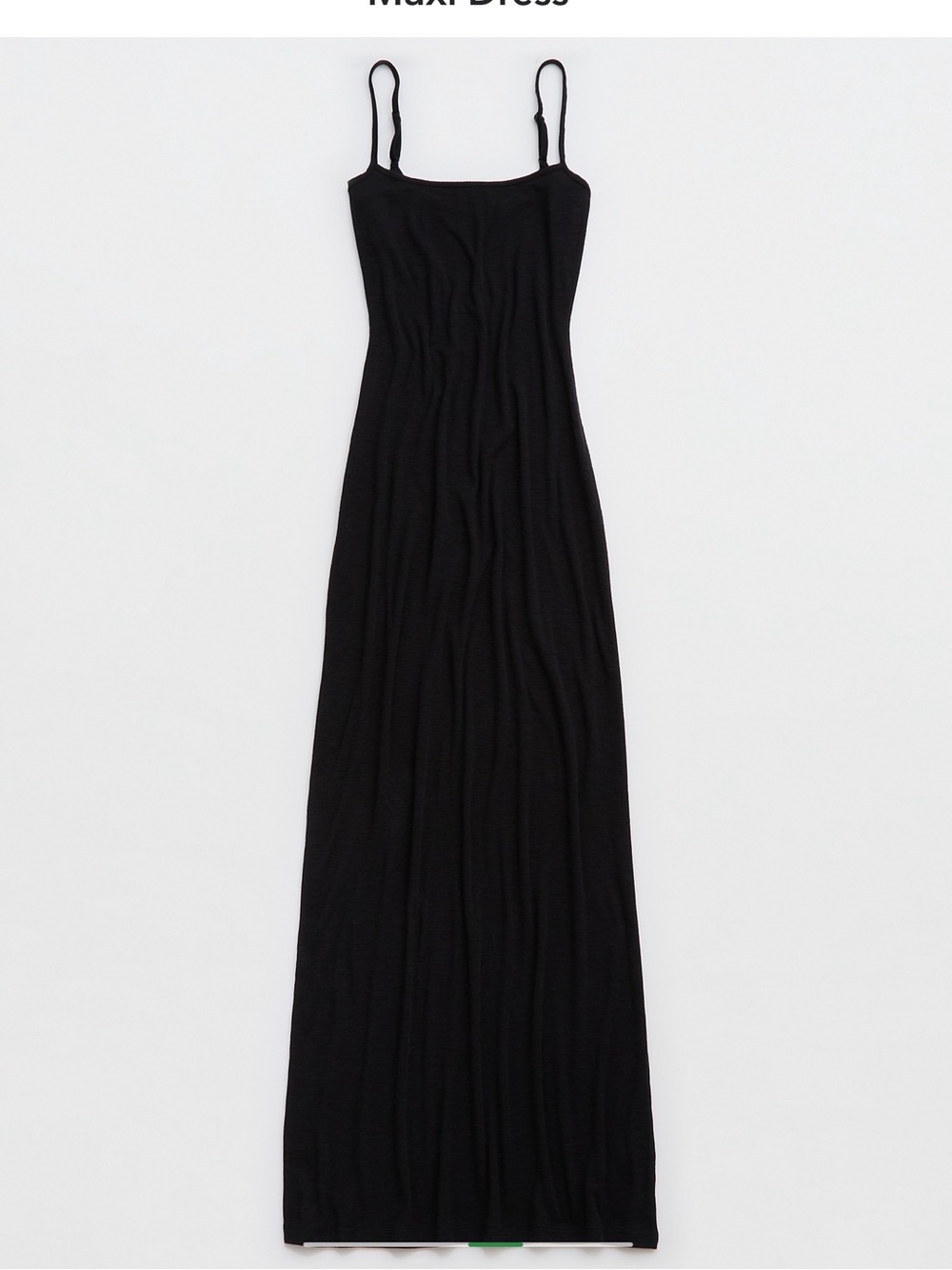 aerie Black Ribbed BodyCon Spaghetti-Strap Maxi Dress